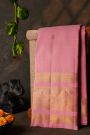 Kancheepuram Silk Baby Pink Saree With Zari Lines And Floral Buttis Body