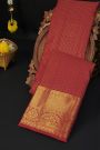 Kancheepuram Silk Red Saree With Checks And Zari Buttis Body