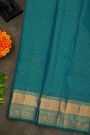 Kancheepuram Silk Teal Blue Saree With Zari Lines And Buttis Body