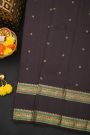 Kancheepuram Silk Brown Saree With Florals And Peacocks Buttis Body And Gap Border