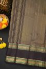 Kancheepuram Silk Brown Saree With Florals And Peacocks Buttis Body And Gap Border
