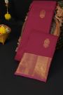 Kancheepuram Silk Magenta Saree With Gandaberunda Buttis Body