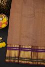 Kancheepuram Silk Sky Blue Saree With Cross Lines And Florals Kuttu Border