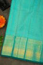 Kancheepuram Silk Rama Blue Saree With Florals And Leaves Buttis Body