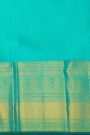 Kancheepuram Silk Rama Blue Saree With Florals And Leaves Buttis Body