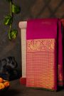 Kancheepuram Silk Rani Pink Saree With Parrot Buttis Body