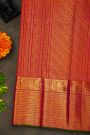 Kancheepuram Silk Red Saree With Floral Leaf And Peacock Border