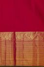 Kancheepuram Silk Red Saree With Floral Leaf And Peacock Border