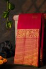 Kancheepuram Silk Red Saree With Parrot Buttis Body