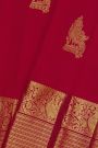 Kancheepuram Silk Red Saree With Parrot Buttis Body