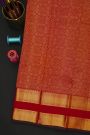 Kancheepuram Silk Red Saree With Florals And Peacock Buttis Body