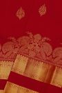 Kancheepuram Silk Red Saree With Florals And Peacock Buttis Body