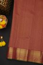 Kancheepuram Silk Burgundy Saree With Florals And Leaves In Lines Body Zari Turning Weave