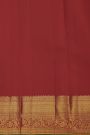 Kancheepuram Silk Burgundy Saree With Florals And Leaves In Lines Body Zari Turning Weave