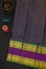 Kancheepuram Silk Navy Blue Saree With Zari Lines Body And Gap Border
