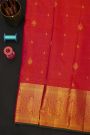 Kancheepuram Silk Red Saree With Florals And Leaves Border