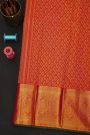 Kancheepuram Silk Red Saree With Florals And Leaves Border
