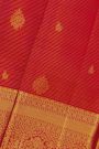 Kancheepuram Silk Red Saree With Florals And Leaves Border