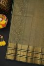 Kancheepuram Silk Light Green Saree With Florals And Peacocks Border