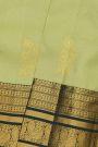 Kancheepuram Silk Light Green Saree With Florals And Peacocks Border