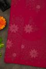 Kancheepuram Silk Rani Pink Saree With Florals And Leaves Body