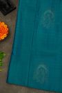 Kancheepuram Silk Peacock Blue Saree With Florals And Geometric Buttis Body