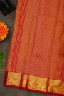 Kancheepuram Silk Red Saree With Zari Checks Florals Leaves And Yalli Border