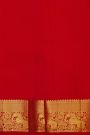 Kancheepuram Silk Red Saree With Zari Checks Florals Leaves And Yalli Border