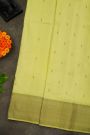 Kancheepuram Silk Lime Yellow Saree With Diamonds In Zari Border