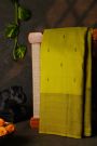 Kancheepuram Silk Leaf Green Saree With Paisley Buttis Body