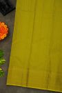 Kancheepuram Silk Leaf Green Saree With Paisley Buttis Body