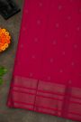 Kancheepuram Silk Dark Pink Saree With Floral And Peacock Buttis Body