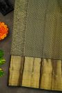 Kancheepuram Silk Bottle Green Saree With Florals And Buttis Body