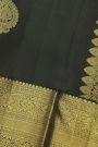 Kancheepuram Silk Bottle Green Saree With Florals And Buttis Body