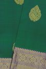 Kancheepuram Silk Peacock Green Saree With Florals And Leaves Border