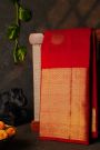Kancheepuram Silk Red Saree With Gandaberunda Buttis And Birds Body