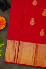 Kancheepuram Silk Red Saree With Gandaberunda Buttis And Birds Body