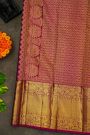 Kancheepuram Silk Bottle Green Saree With Florals And Leaves Border