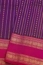 Venkatagiri Silk Violet Saree With Peacock Motif And Gap Border