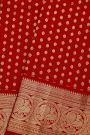 Venkatagiri Silk Red Saree With Florals And Peacocks Border