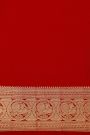 Venkatagiri Silk Red Saree With Florals And Peacocks Border