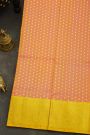 Venkatagiri Silk Peach Orange Saree With Bird And Animal Motif Border