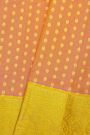 Venkatagiri Silk Peach Orange Saree With Bird And Animal Motif Border
