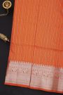 Venkatagiri Silk Orange Saree With Zari Lines And Buttis