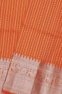 Venkatagiri Silk Orange Saree With Zari Lines And Buttis
