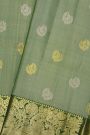 Venkatagiri Silk Sage Green Saree With Florals And Buttis Body