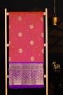 Venkatagiri Silk Red Saree With Florals And Leaves Jaal Border