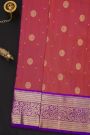 Venkatagiri Silk Red Saree With Florals And Leaves Jaal Border