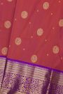 Venkatagiri Silk Red Saree With Florals And Leaves Jaal Border