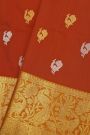 Venkatagiri Silk Brick Red Saree With Peacock And Floral Border